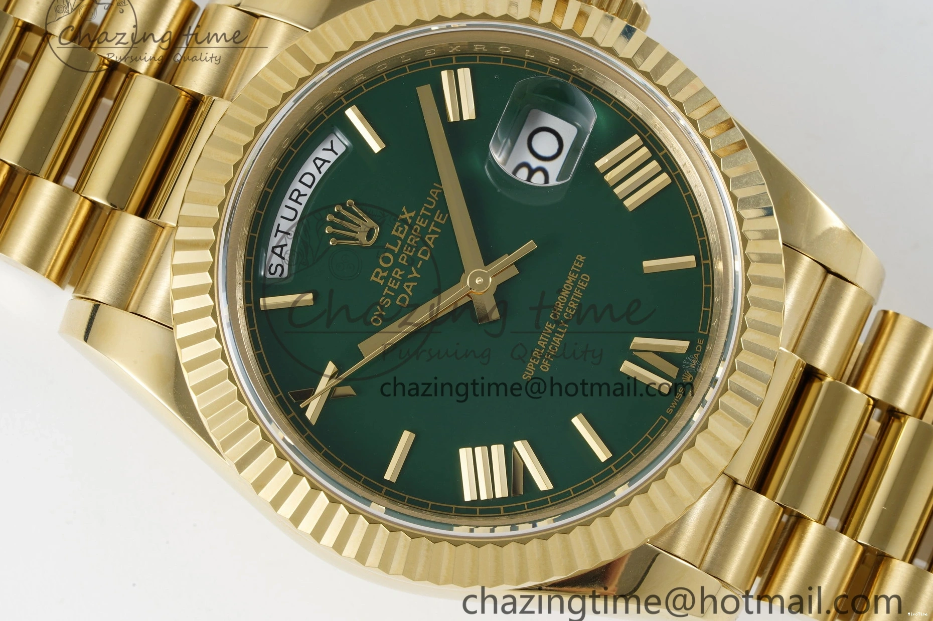 MiroTime 1229 Day Date 40 228238 YG JDF 1:1 Best Edition Green Dial on YG Bracelet VR EyeCatching 2245
